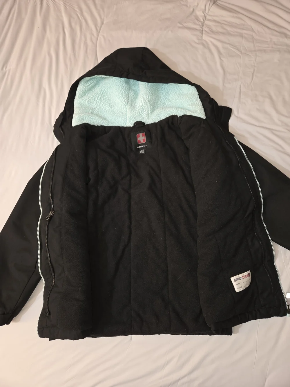 Swiss Tech Black Jacket with Light Blue Lining